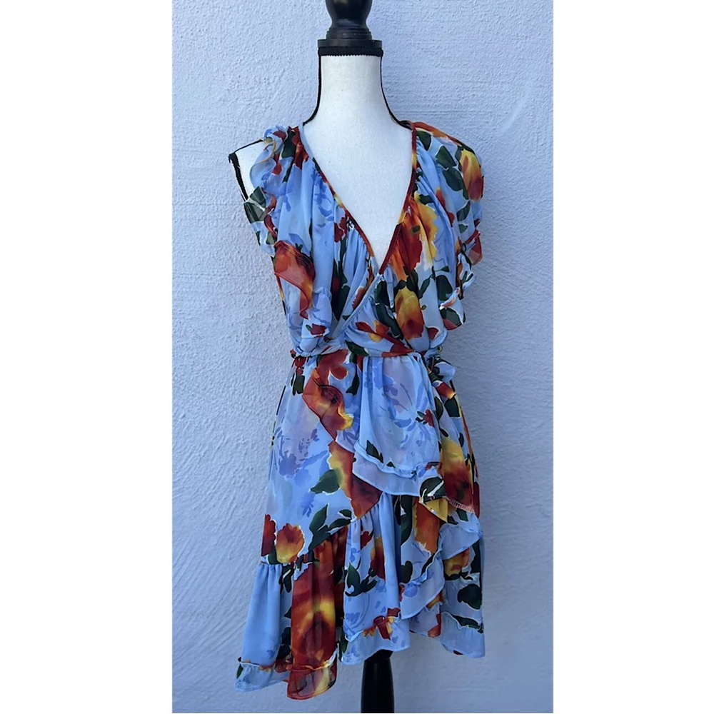 Misa Los Angeles Floral Wrap Mini Dress Size Small